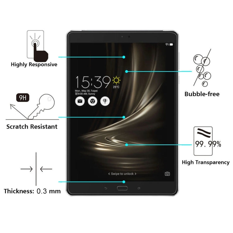 Tempered glass screen protector for tablet, 0.3mm clear, high transparency, bubble-free