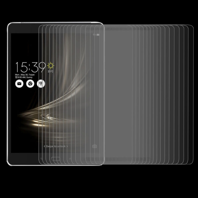 Clear tempered glass screen protector set, 75 pieces aligned for tablet display