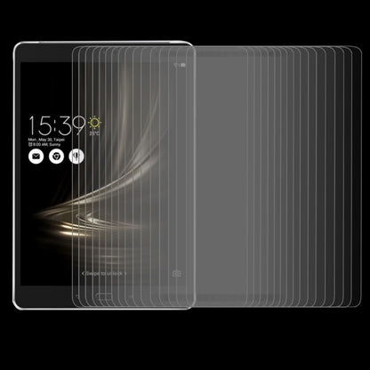 Clear tempered glass screen protector set, 75 pieces aligned for tablet display
