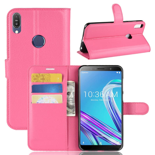 Magenta flip leather phone case with wallet card slots and stand holder