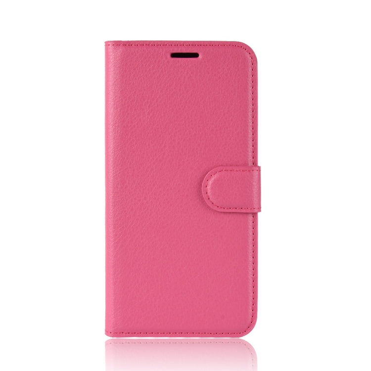 Magenta flip leather phone case with folio cover and snap closure