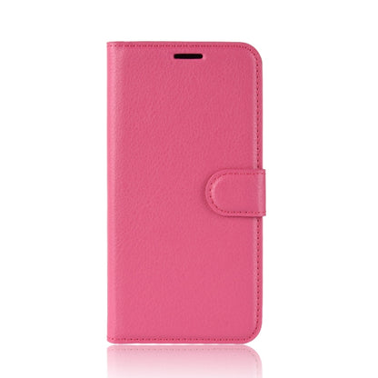 Magenta flip leather phone case with folio cover and snap closure