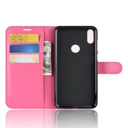 Magenta flip leather phone case with card slots and interior holder pocket