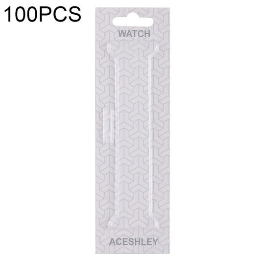 100-pack smart watch band package, white patterned card with hang hole and ACE... logo