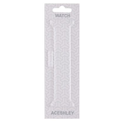 100-pack smart watch band package, light gray patterned card with top hang loop and logo