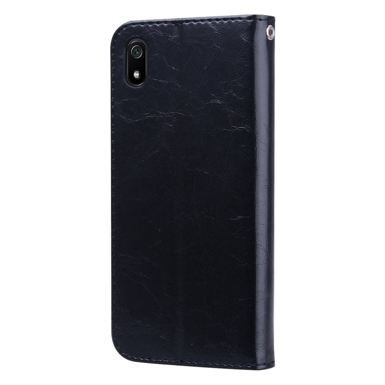 Black leather folio-style phone case with camera cutout for Xiaomi Redmi 7A