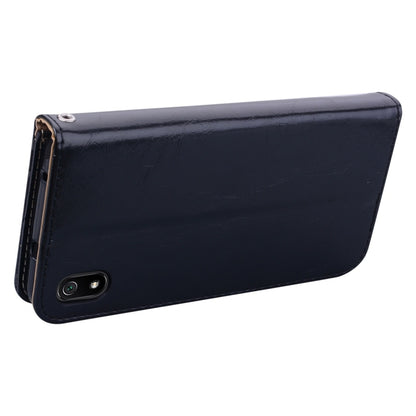 Black leather flip phone case with slim back cover and camera cutout for Xiaomi Redmi 7A