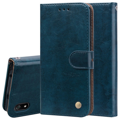 Blue leather flip phone case with card slots and snap closure for Xiaomi Redmi 7A