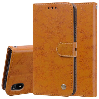 Brown leather flip phone case with card slots and snap closure for Xiaomi Redmi 7A