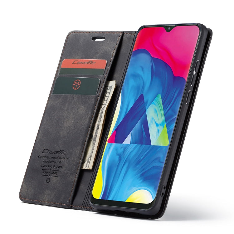 Dark gray leather wallet phone case with card slots and flip cover, phone screen visible