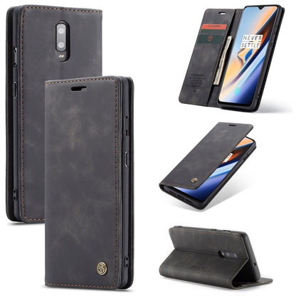Dark gray leather wallet phone case, horizontal flip design with card slot and kickstand