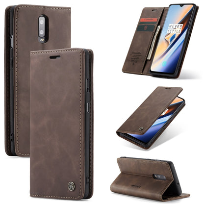 Brown leather wallet phone case with card slot and detachable horizontal flip stand