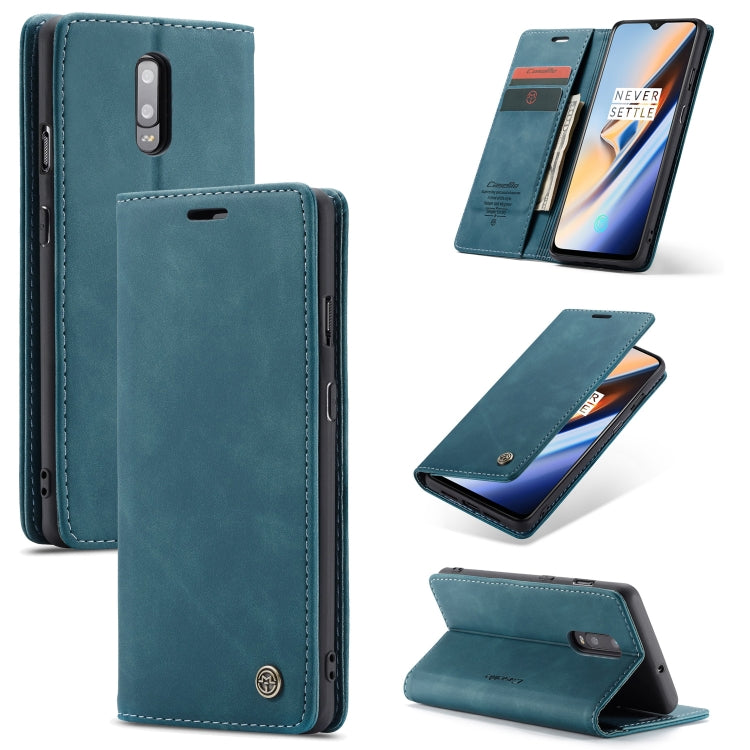 Blue leather wallet phone case with card slot, detachable flip cover and kickstand