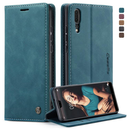Teal leather flip phone case showing phone cutout and interior card holder panel