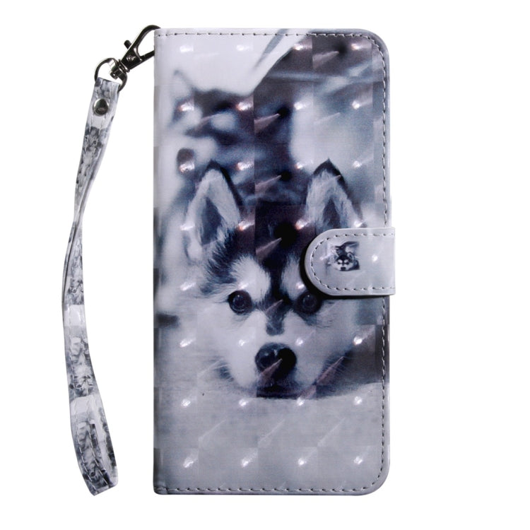 Husky patterned flip phone wallet case with wrist strap and magnetic closure