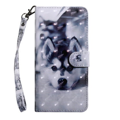 Husky patterned flip phone wallet case with wrist strap and magnetic closure