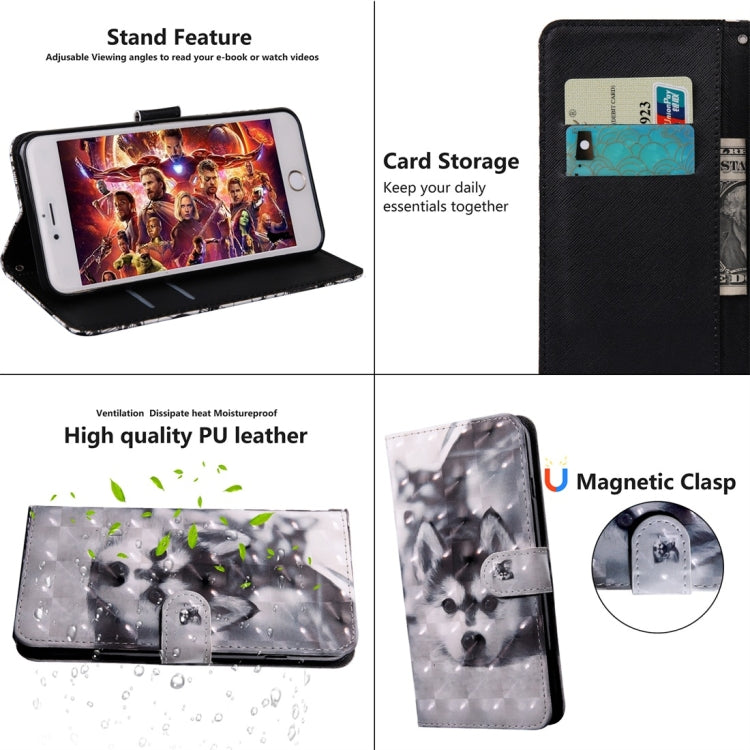 Husky patterned PU leather phone wallet case with card slots and magnetic clasp