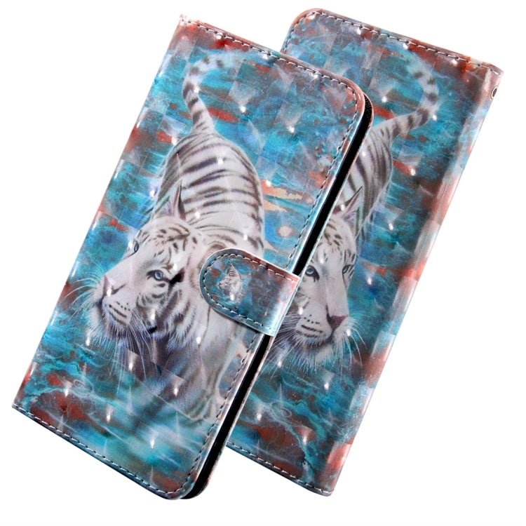 Flip phone wallet case with blue tiger stripe print and front magnetic clasp