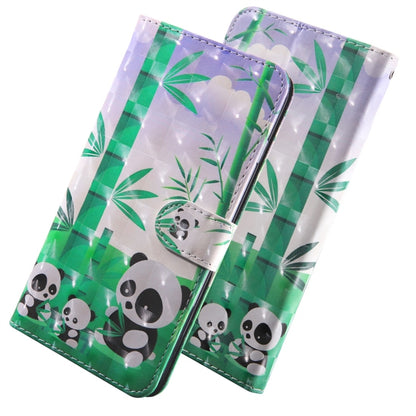 Patterned flip phone wallet case with panda design, card slots, and phone holder
