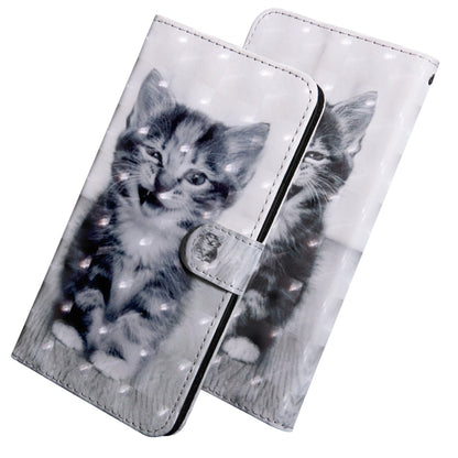 Flip phone wallet case with gray kitten photo print and magnetic closure strap