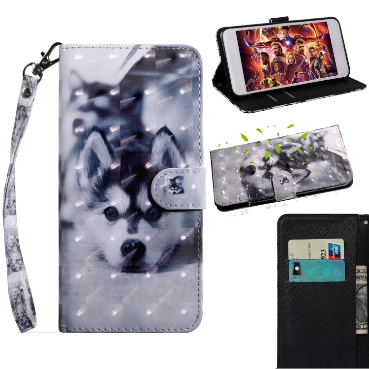 Husky dog print flip phone wallet case with card slots and wrist strap