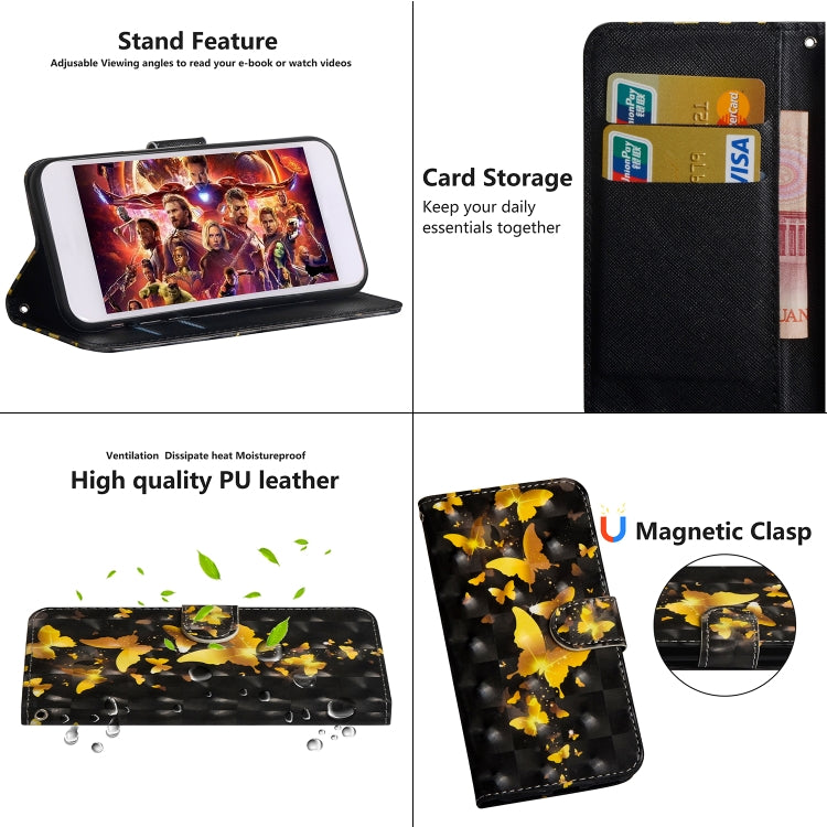 Butterfly-pattern wallet phone case with stand cover, card slot and magnetic clasp
