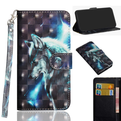 Cat face pattern wallet phone case with magnetic clasp and wrist strap, blue tones