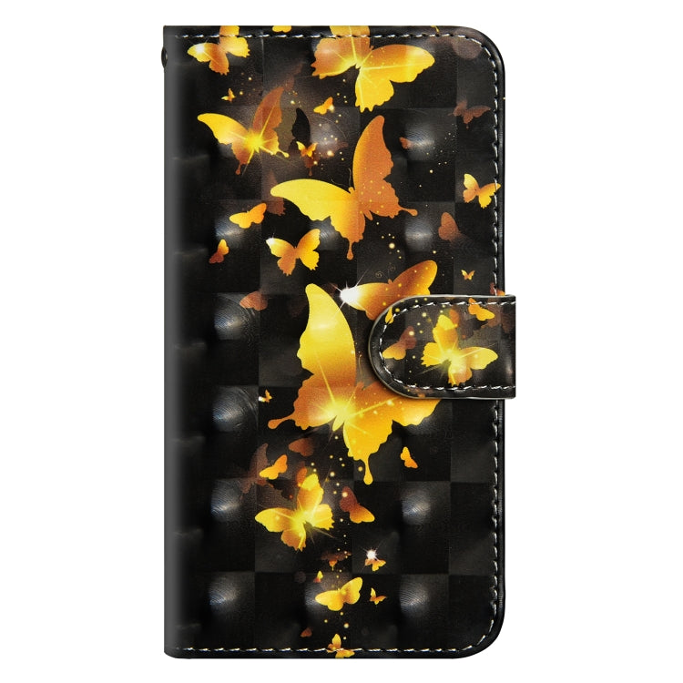 Phone wallet case with golden butterfly pattern, magnetic clasp, and stitched edges