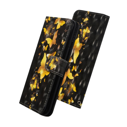 Phone wallet case open view with golden butterfly pattern and inner card holder sections