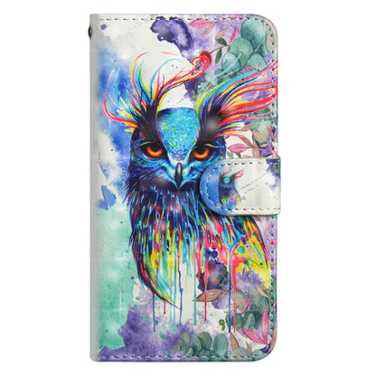 Colorful owl print flip phone wallet case with front latch and side buttons cutout