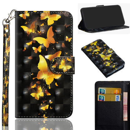 Yellow butterfly print flip phone wallet case with wrist strap and card slots