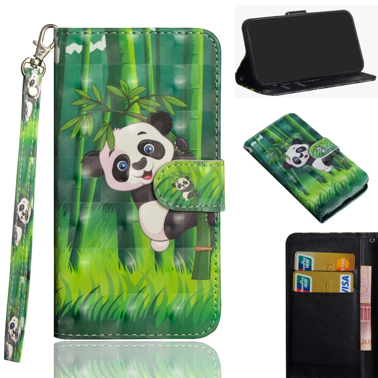 Green panda and bamboo print flip phone wallet case with wrist strap and card slots