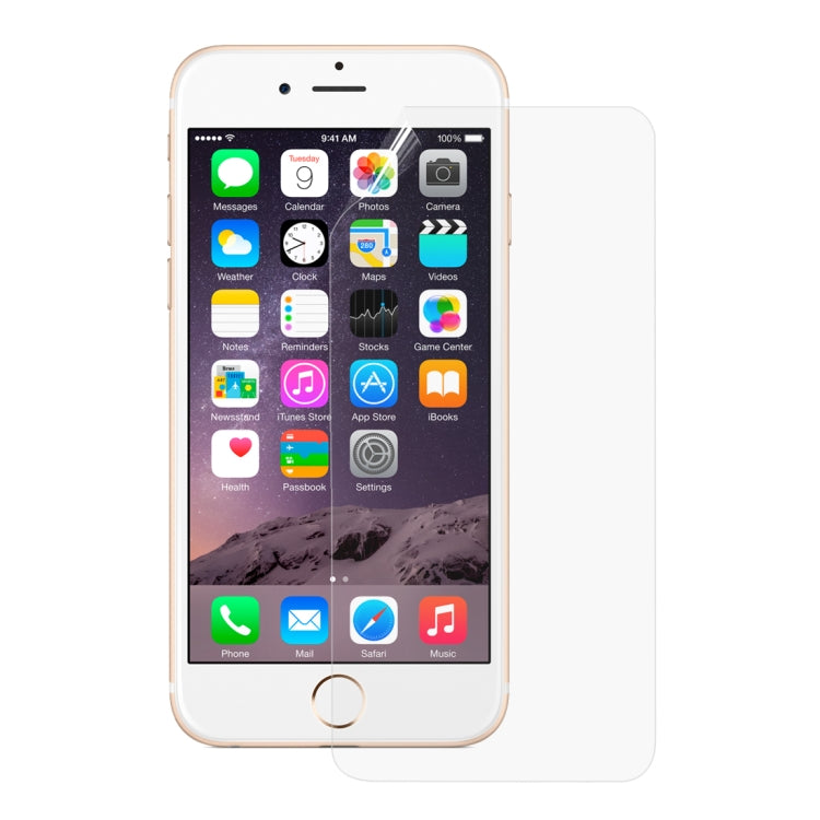 Hydrogel front screen protector film set with clear sheet aligned to a smartphone screen