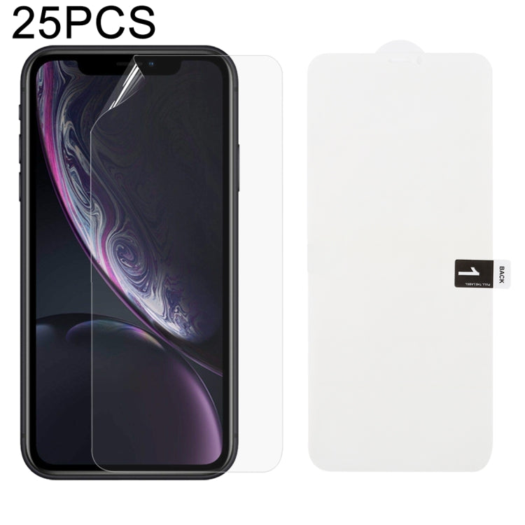 25-piece hydrogel front screen protector film set on smartphone screen, clear full cover