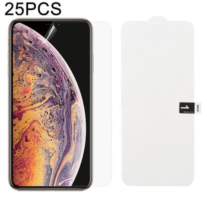 25-piece hydrogel front screen protector film set on smartphone screen, clear full cover