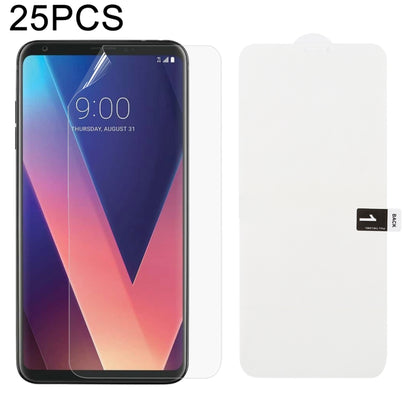 25-piece hydrogel front screen protector film set on smartphone screen, clear full cover