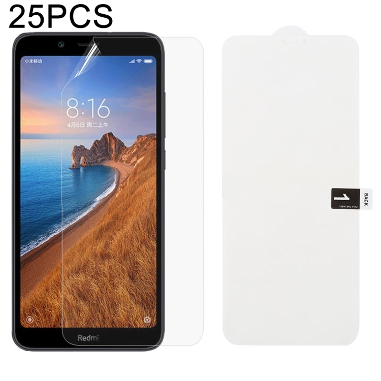 25-piece hydrogel front screen protector film set on smartphone screen, clear full cover