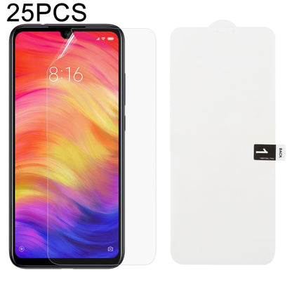 25-piece hydrogel front screen protector film set on smartphone screen, clear full cover