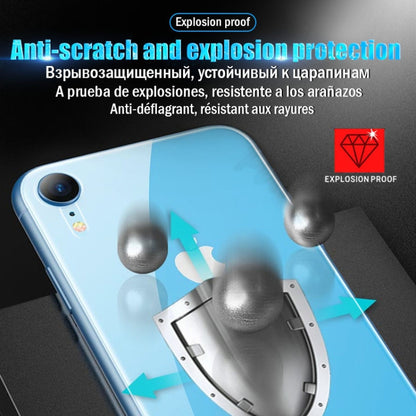 Hydrogel back protector film on blue phone back, anti-scratch and impact protection