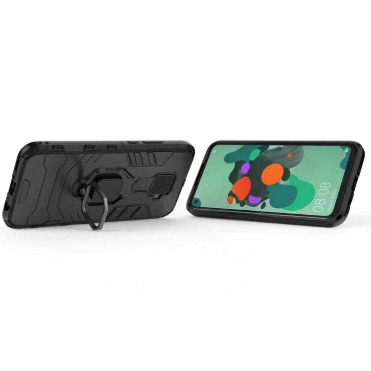 Black rugged phone case with kickstand and magnetic ring holder detail