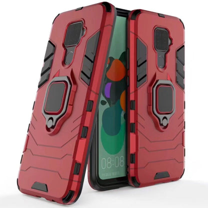 Red rugged TPU phone case with magnetic ring holder and protective bumper