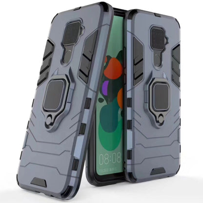 Grey rugged TPU phone case with magnetic ring holder and protective bumper