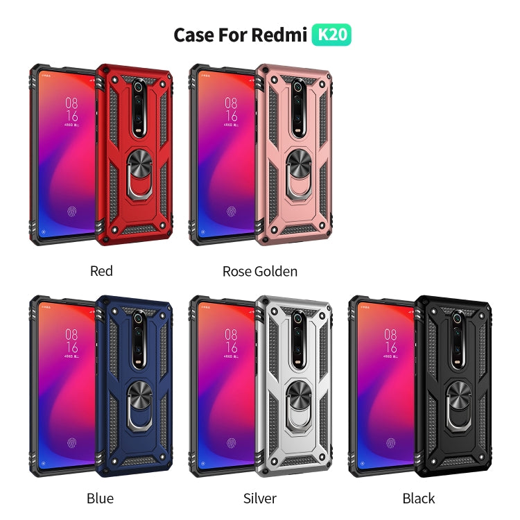 Rugged protective phone cases with metal ring kickstand in Red, Rose Gold, Blue, Silver, Black