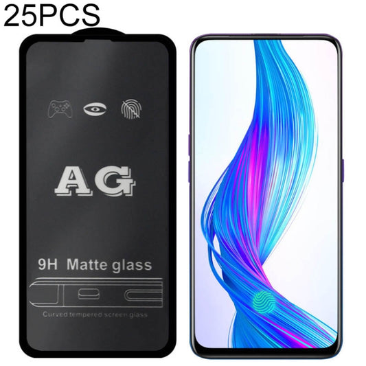 Matte frosted full-cover tempered glass screen protectors, 25-pack for OPPO phones
