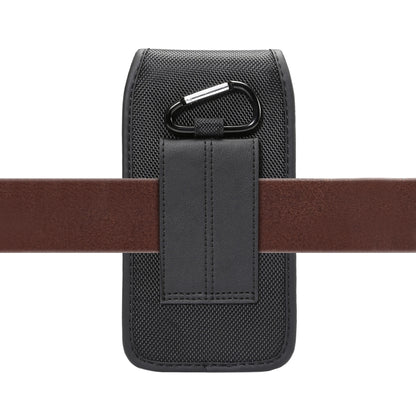 Black vertical phone waist pouch with front flap and center card slot panel