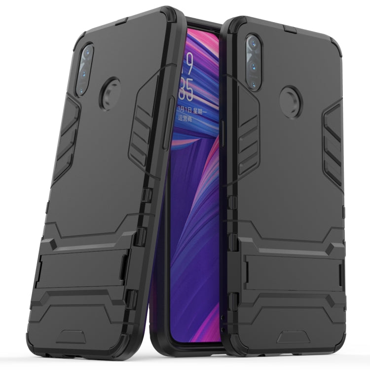 Rugged shockproof phone case with TPU bumper and PC back, dark gray/black