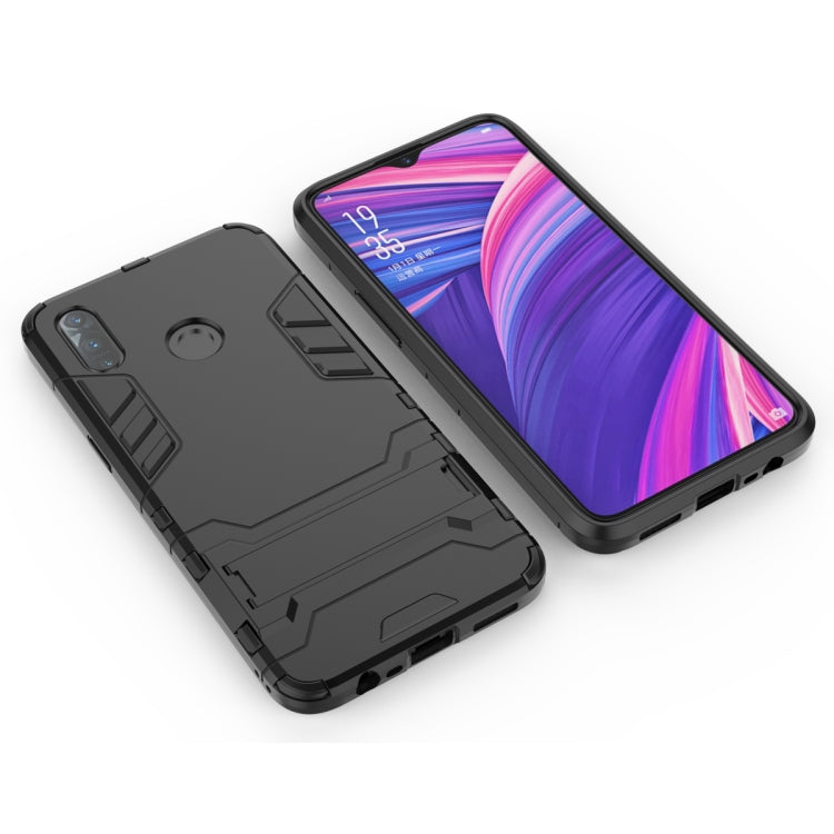 Rugged shockproof phone case with built-in camera protection, dark gray/black