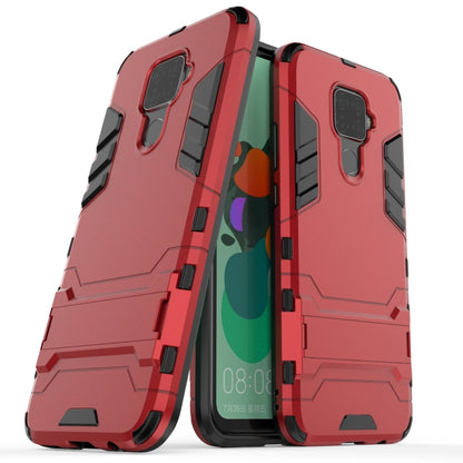 Rugged shockproof phone case with TPU bumper and camera protection, red