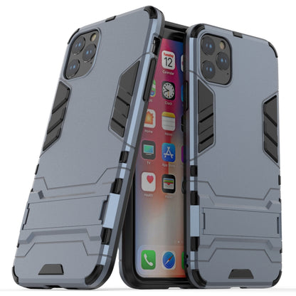 Shockproof phone case with holder, light gray-blue rugged shell with camera openings