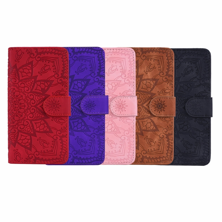 Assorted embossed leather wallet phone cases with flip covers in multiple colors
